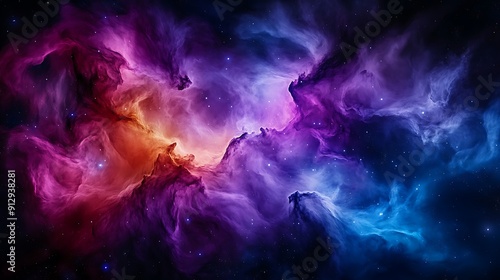 Colorful watercolor painting of the birth of a star in a nebula