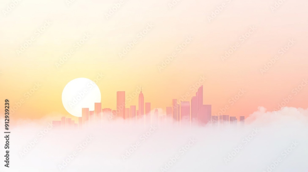 Create a futuristic city skyline illustration with Peach Fuzz-tinted glass buildings Create a futuristic city skyline illustration with Peach Fuzz-tinted glass buildings