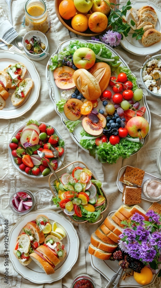 Fresh Fruit and Vegetable Platter for a Summer Picnic. Fresh Fruit and Vegetable Platter for a Summer Picnic.