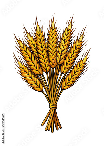 Sheaf of wheat enagraving. Ears of wheat, barley or rye. Vector illustration..