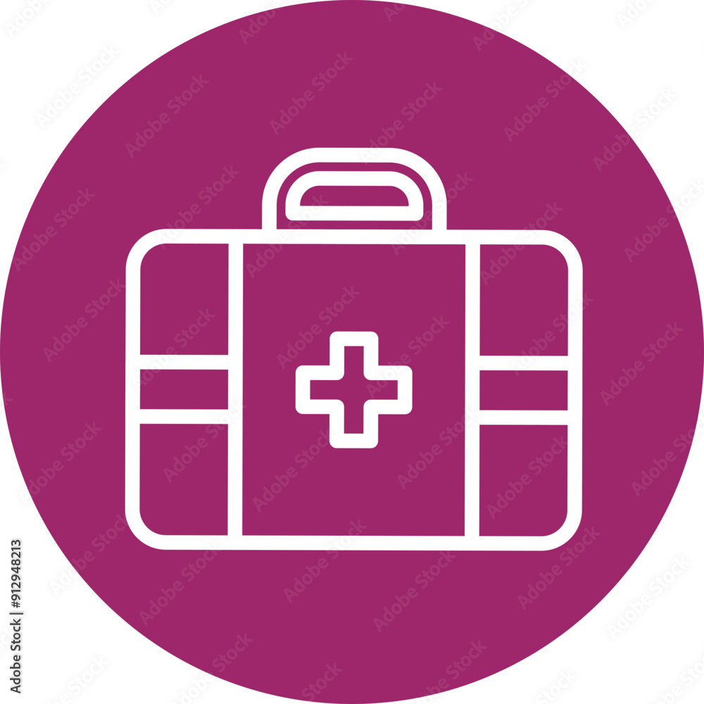 Fototapeta premium First Aid Kit Vector Line White Circles Multicolors