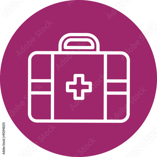 First Aid Kit Vector Line White Circles Multicolors