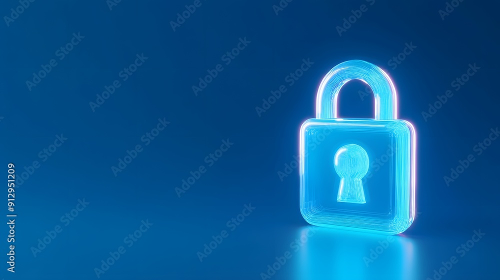 A glowing blue padlock symbolizing digital security, encryption, and data protection on a gradient blue background. A glowing blue padlock symbolizing digital security, encryption, and data protection on a gradient blue background.
