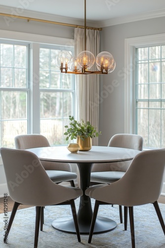  Modern dining space with round table 