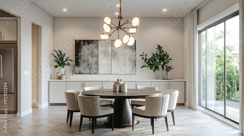  Modern dining space with round table 