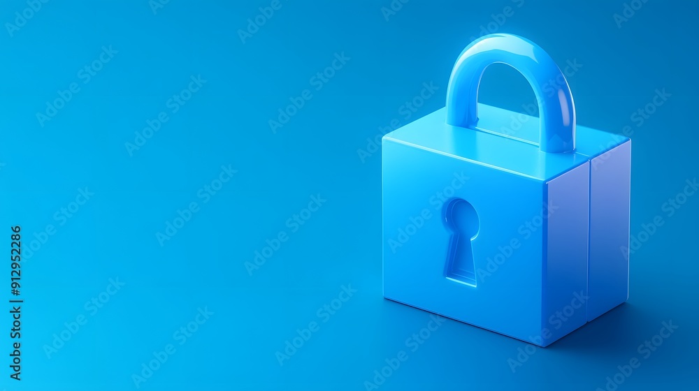 A minimalist 3D lock on a blue background representing security, protection, and privacy in digital or physical contexts. A minimalist 3D lock on a blue background representing security, protection, and privacy in digital or physical contexts.