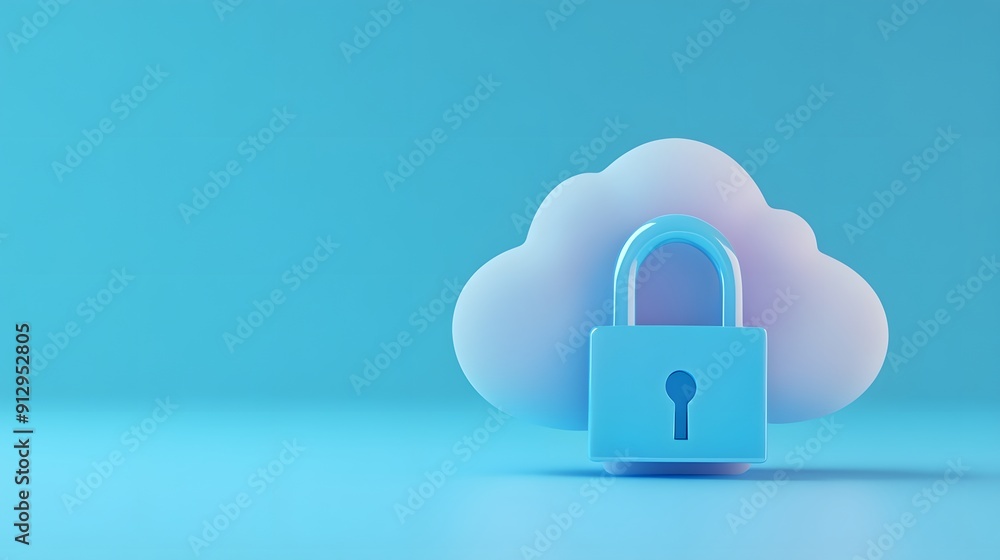 A secure cloud storage concept featuring a cloud icon with a blue padlock, symbolizing internet security and data protection. A secure cloud storage concept featuring a cloud icon with a blue padlock, symbolizing internet security and data protection.