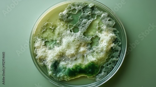 Moldy Algae in Petri Dish Resembling Lab, Petri dish with cyanobacteria