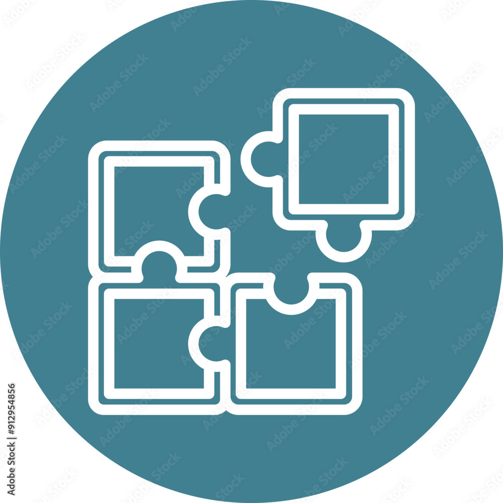 Puzzle Pieces Fitting Together Vector Line White Circles Multicolors Puzzle Pieces Fitting Together Vector Line White Circles Multicolors