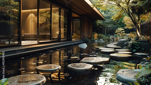 Wallpaper Mural minimalist home decoration with an artificial pond in the background Torontodigital.ca