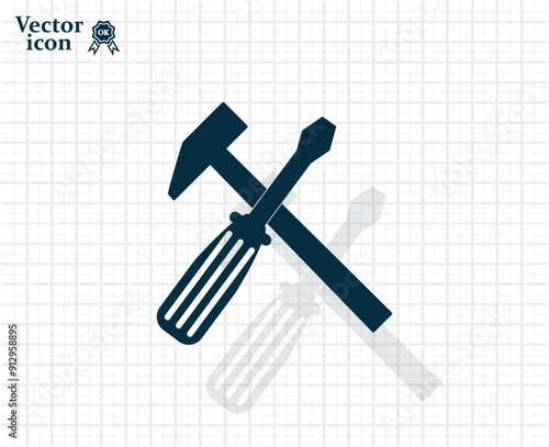 Vector dark color icon with shadow on light checkered background