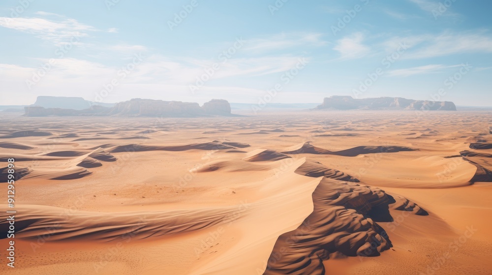 Naklejka premium Desert sand dunes drone view landscape