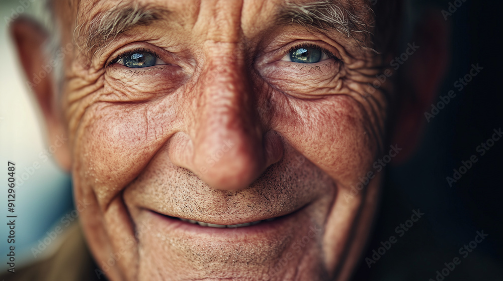 The face of a smiling older man shows his friendly and radiant face. His wrinkles, which add character, and his warm smile, express kindness and cheerfulness. The face of a smiling older man shows his friendly and radiant face. His wrinkles, which add character, and his warm smile, express kindness and cheerfulness.