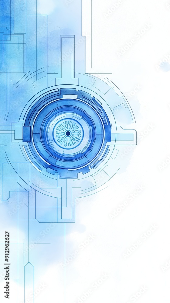 Obraz premium High-tech security, biometric access, futuristic safety, Watercolor style