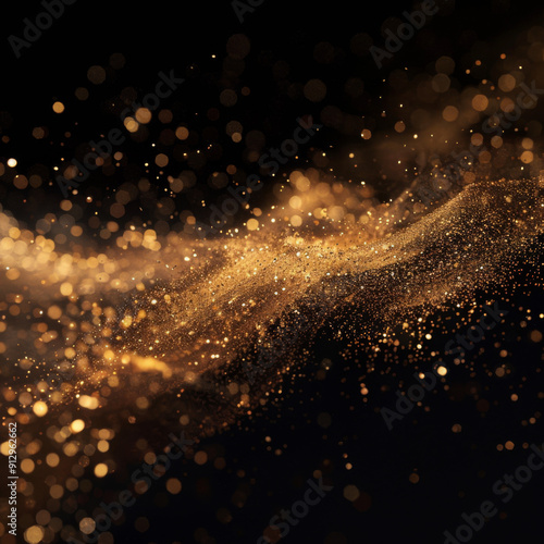 Abstract Gold Dust and Sparkles on a Black Background