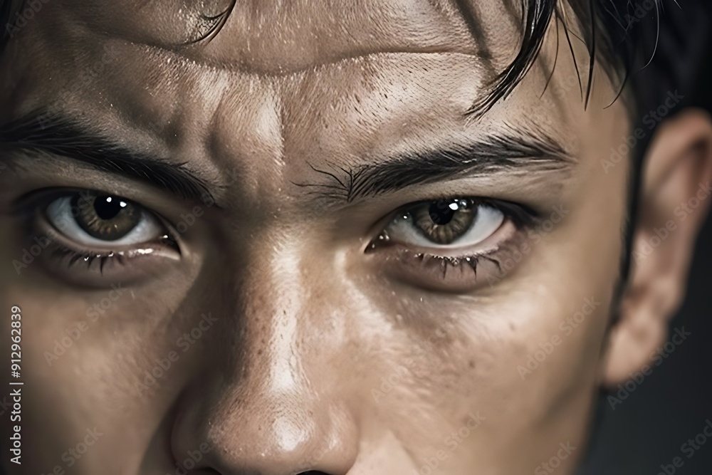 Naklejka premium Handsome Asian Model Close-Up Portrait