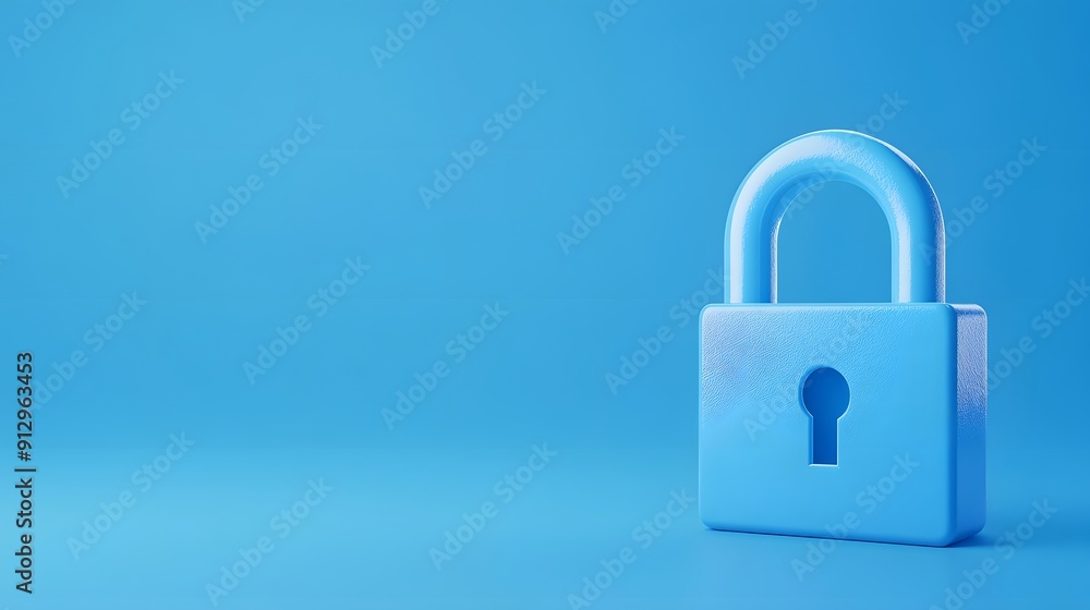 Blue padlock on a matching blue background symbolizing security and protection. Modern and minimalist style. High resolution. Blue padlock on a matching blue background symbolizing security and protection. Modern and minimalist style. High resolution.