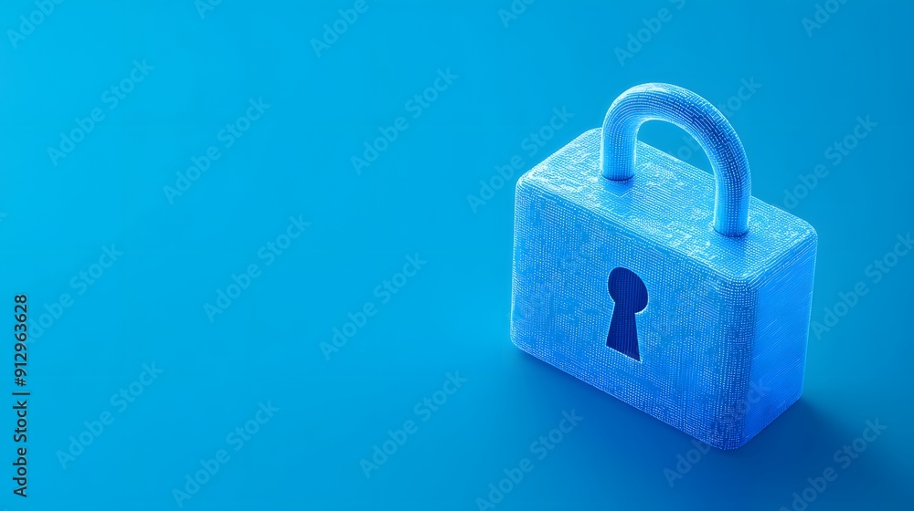 Blue padlock on blue background symbolizing security and privacy. Ideal for technology and cybersecurity themes in digital and print media. Blue padlock on blue background symbolizing security and privacy. Ideal for technology and cybersecurity themes in digital and print media.
