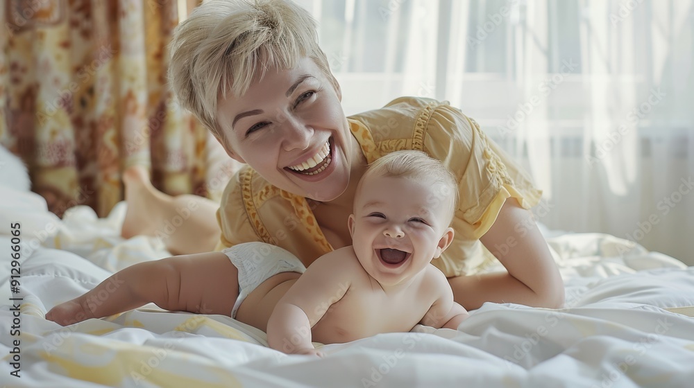 Mother and Baby Laughing Together. Mother and Baby Laughing Together.
