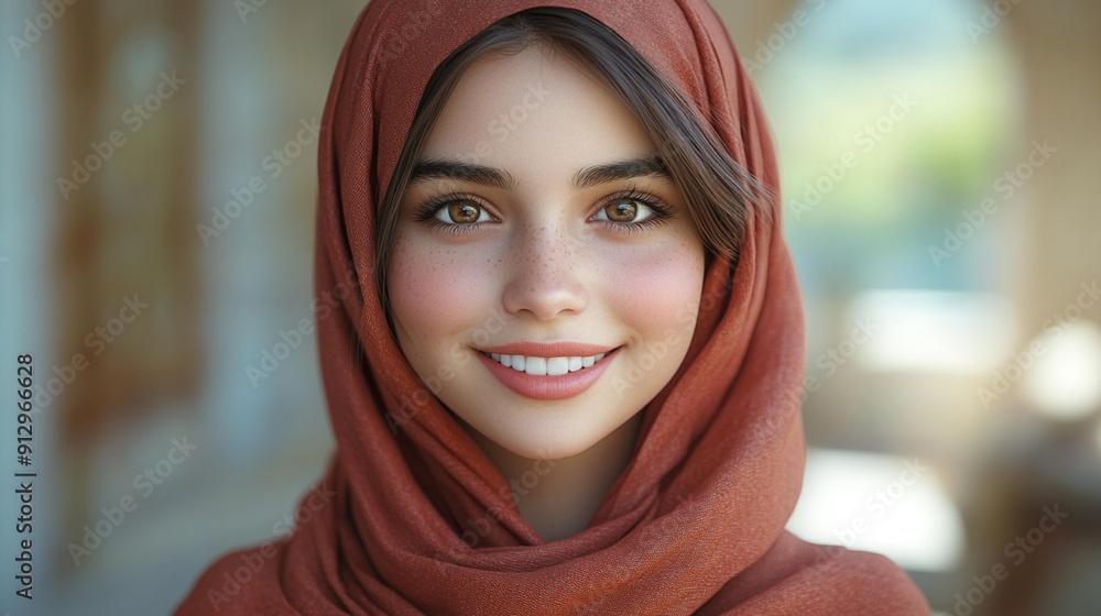 Various portraits of a joyful young girl in hijab, isolated on transparent background, 3D illustration, Generative AI Various portraits of a joyful young girl in hijab, isolated on transparent background, 3D illustration, Generative AI