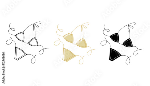 A small set with a bikini in different colors. Clip art for your projects.