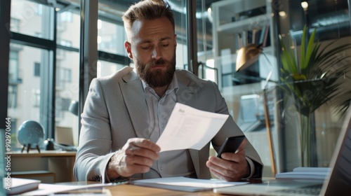 The man reading document