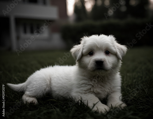 golden retriever puppy, golden retriever dog, white puppy on the grass