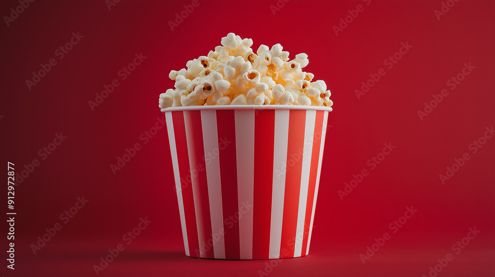 paper cup with popcorn on red background
paper cup with popcorn on red background