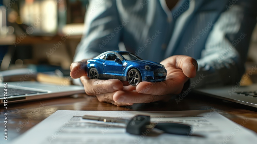 Fototapeta premium The Blue Car Model