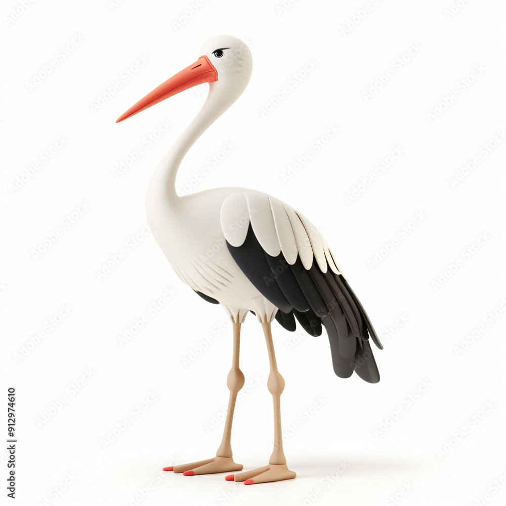 3d render icon of Stork cartoon 3d render icon of Stork cartoon