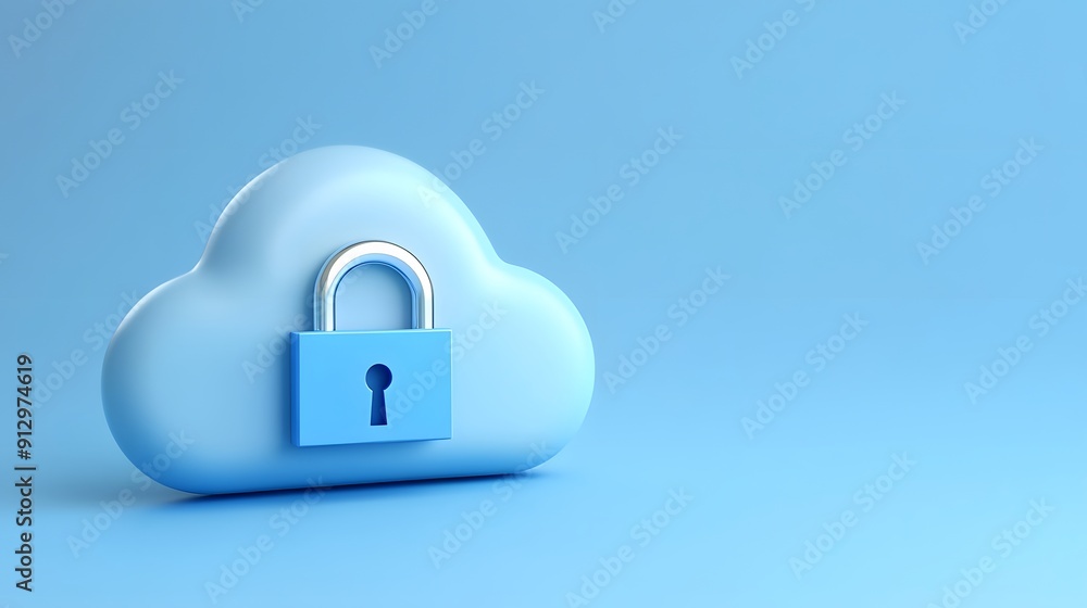 Cloud security concept with blue cloud and padlock on seamless blue background. Data protection, privacy, secure storage representation. Cloud security concept with blue cloud and padlock on seamless blue background. Data protection, privacy, secure storage representation.