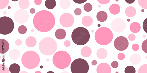Polka dots in pink and maroon in a seamless repeat pattern - Vector Illustration