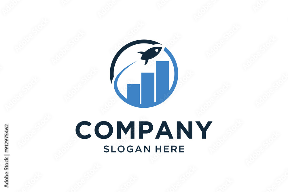 Vector Graph and Rocket Logo Combination. Diagram and Airplane Symbol or Icon. Unique Chart and Flight Logotype Design Template. Vector Graph and Rocket Logo Combination. Diagram and Airplane Symbol or Icon. Unique Chart and Flight Logotype Design Template.