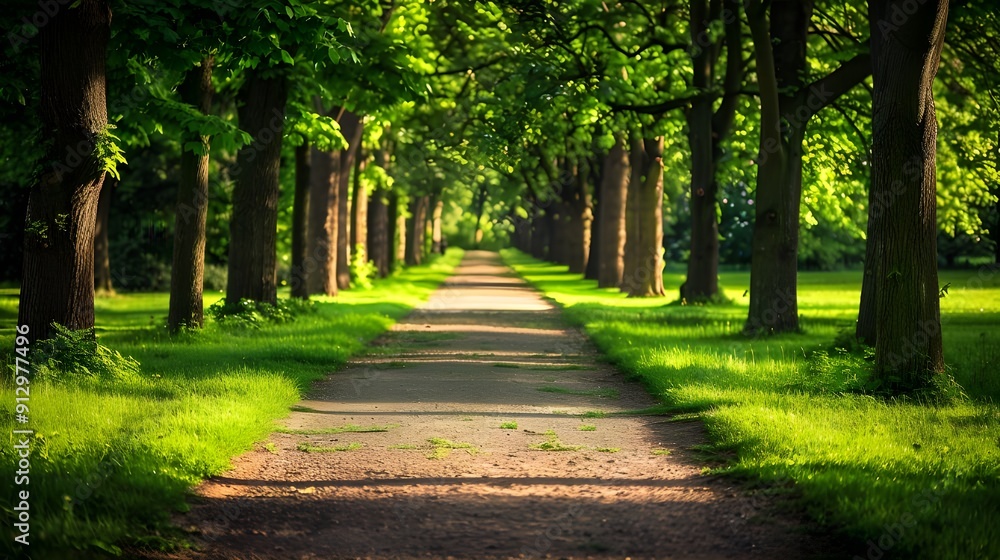 Serene green park with winding road and sunlight, Sunlight filters through the trees park, Serene park landscape with sunlit path and trees. Serene green park with winding road and sunlight, Sunlight filters through the trees park, Serene park landscape with sunlit path and trees.