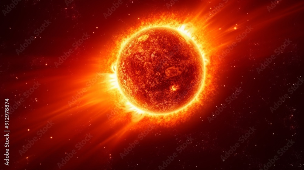 Obraz premium Fiery planets and cosmic explosions.