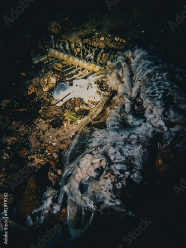 Принти на полотні A dead catfish decomposes on the floor of the underwater cavern at Blue Grotto,