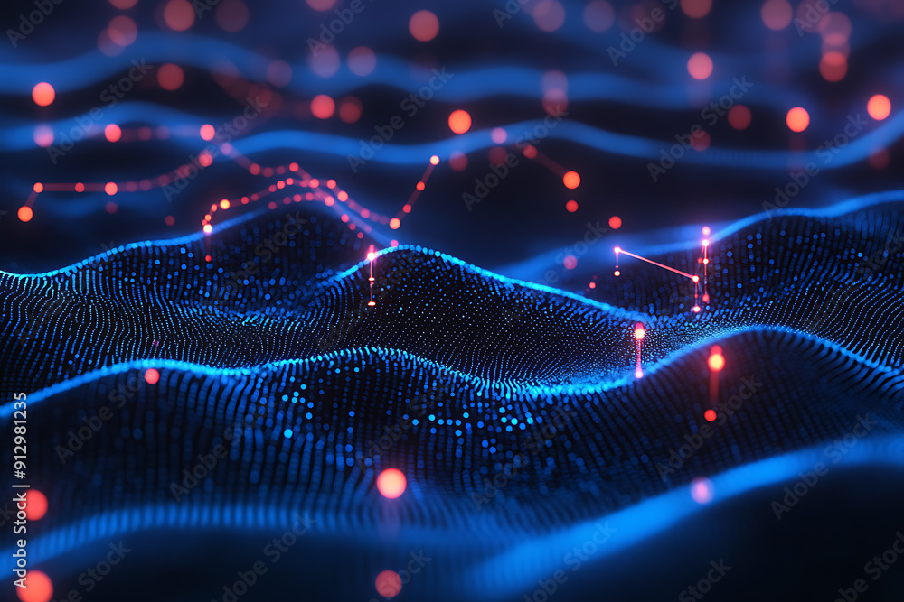 custom made wallpaper toronto digitalAn abstract digital background banner featuring a geotag location point surrounded by connecting data points in blue and black colors