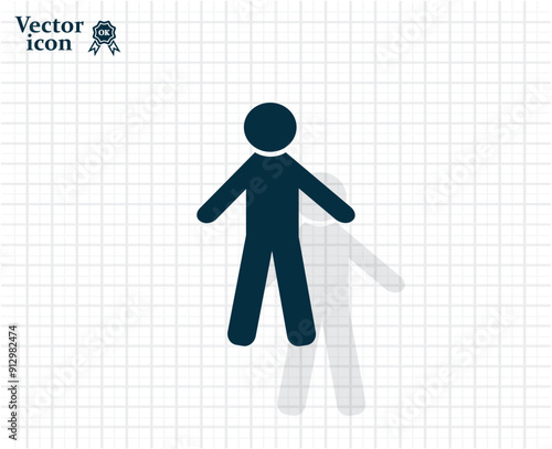 Vector dark color icon with shadow on light checkered background