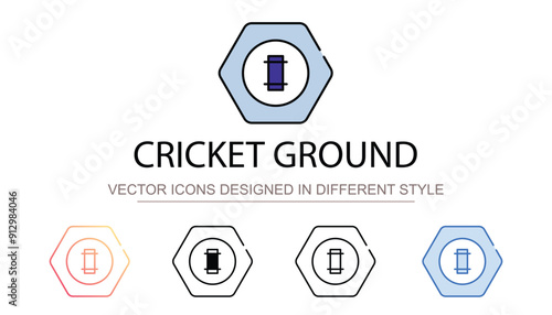 Cricket Ground icon design with white background stock illustration