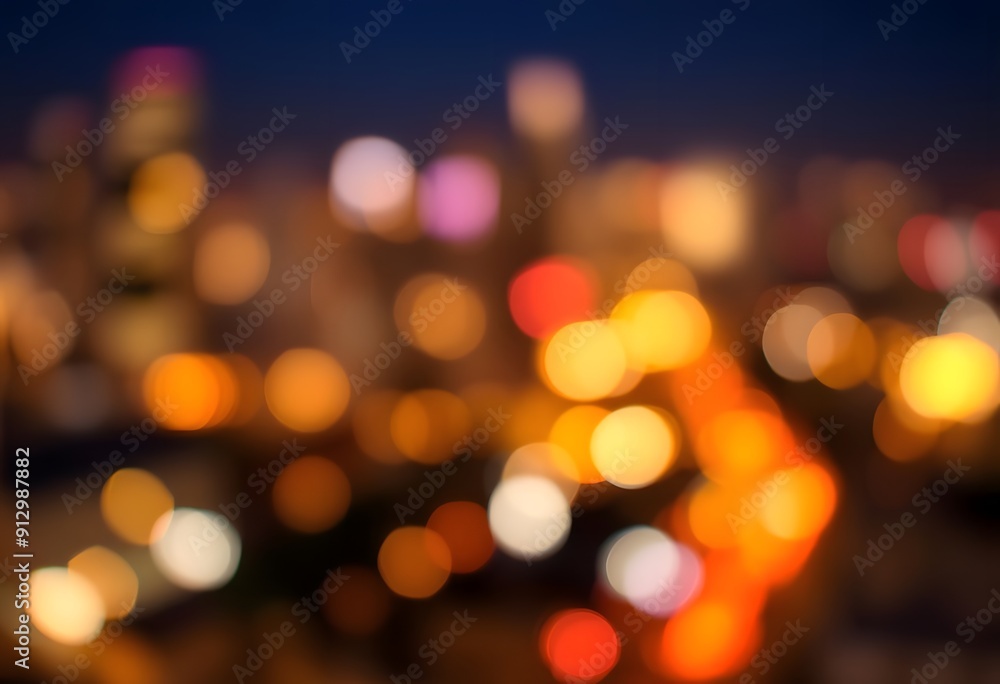 Blurred city lights at night with colorful bokeh effect Blurred city lights at night with colorful bokeh effect