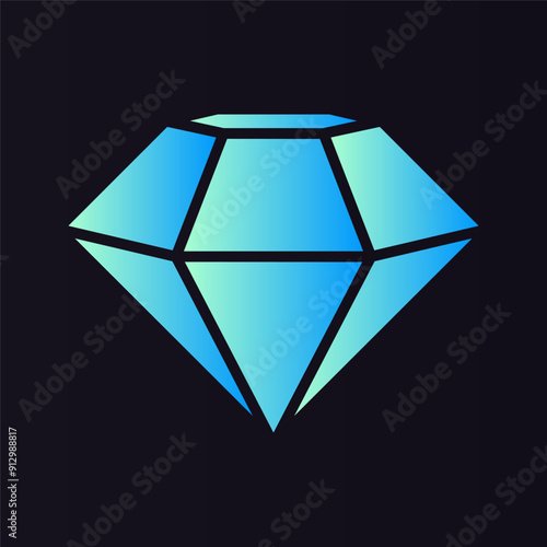 gemstone icon. sparkling blue gemstone illustration design
