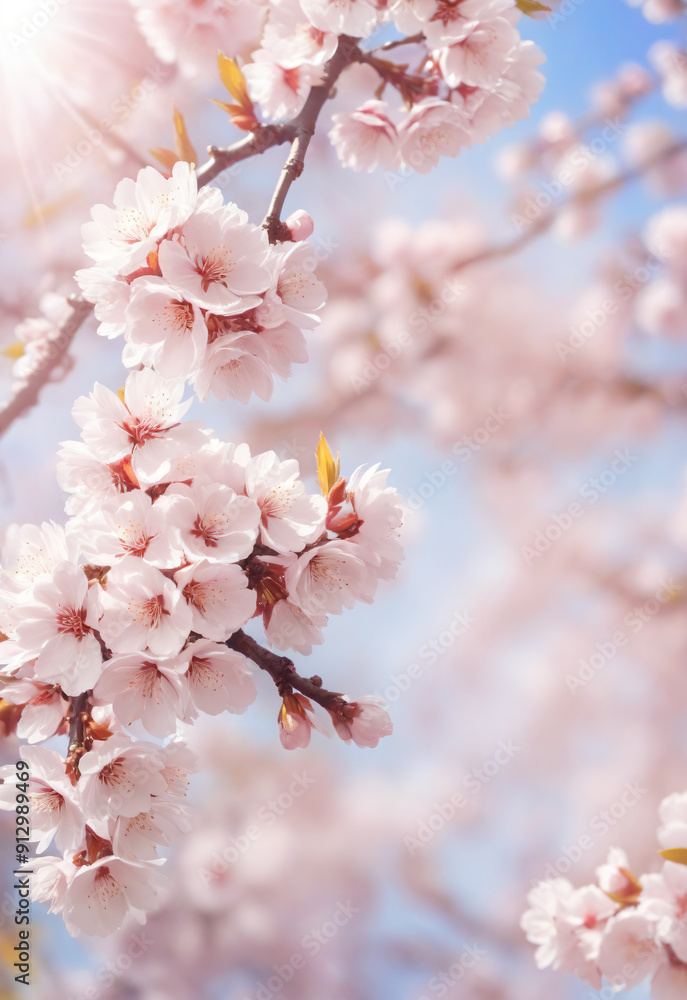 Sakura. Branches with pink flowers on a plain background for publications. Sakura. Branches with pink flowers on a plain background for publications.