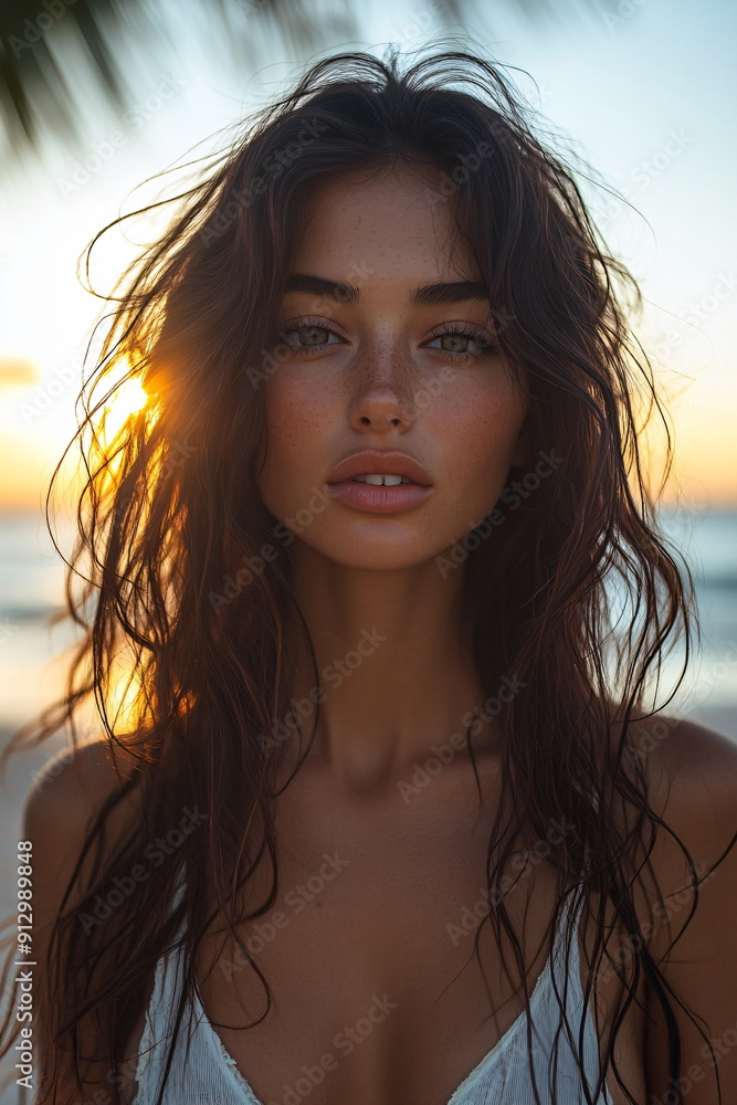 portrait of a beautiful woman on the beach portrait of a beautiful woman on the beach