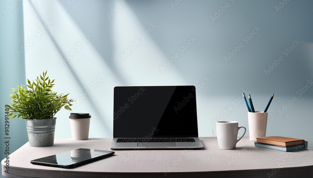 laptop on the table laptop on the table