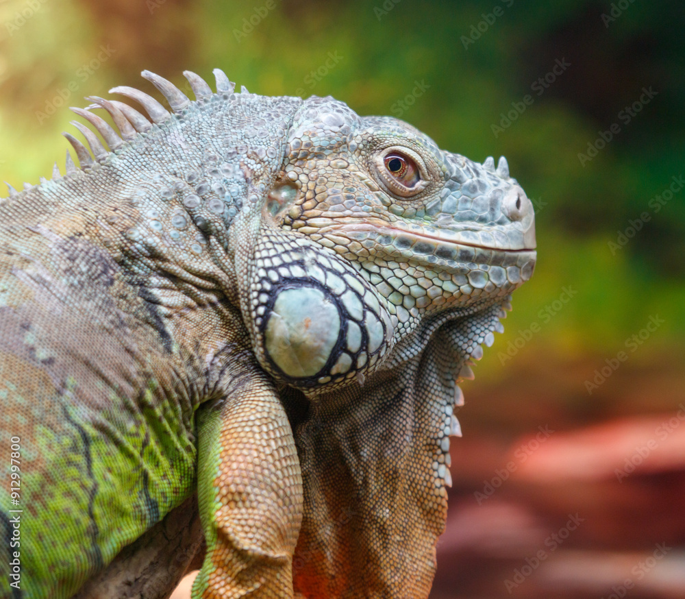 Fototapeta premium Portrait of an iguana in the zoo