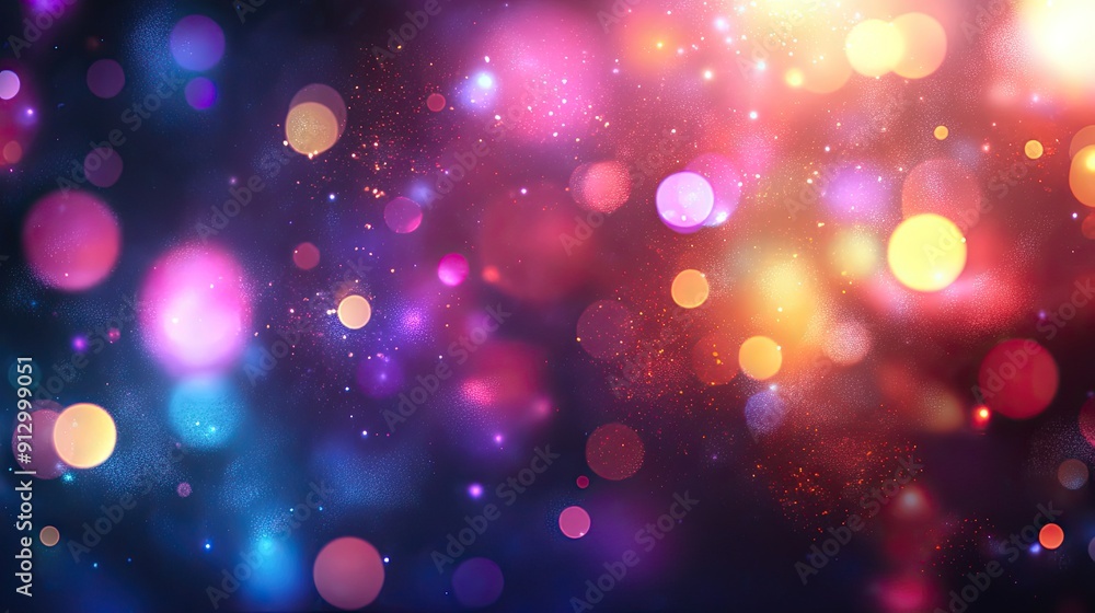 Fototapeta premium Abstract background featuring colorful bokeh lights and blurred shapes, creating a dreamy and ethereal atmosphere