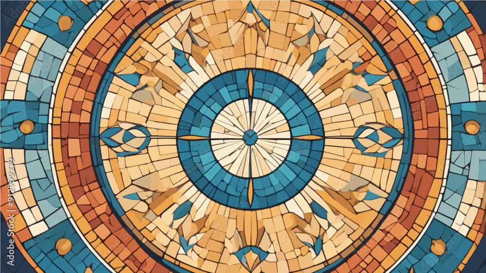 Minimalist Mosaic Church Window - Simplistic Stained Glass Vector Illustration Minimalist Mosaic Church Window - Simplistic Stained Glass Vector Illustration