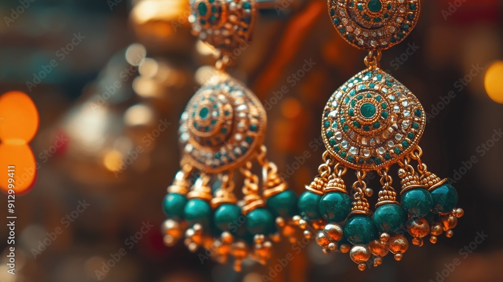 Beautifully crafted Indian earrings in a close-up shot, leaving lots of room for copy on the left side. Beautifully crafted Indian earrings in a close-up shot, leaving lots of room for copy on the left side.