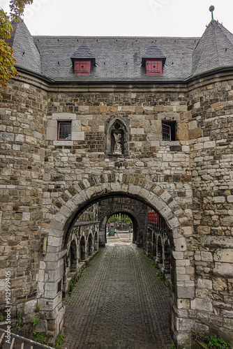 The Ponttor (known as Bruckenpforte or Bruckenthor in XVII -XVIII centuries) - one of the two remaining gates of the original medieval wall of Aachen, North Rhine-Westphalia, Germany. photo