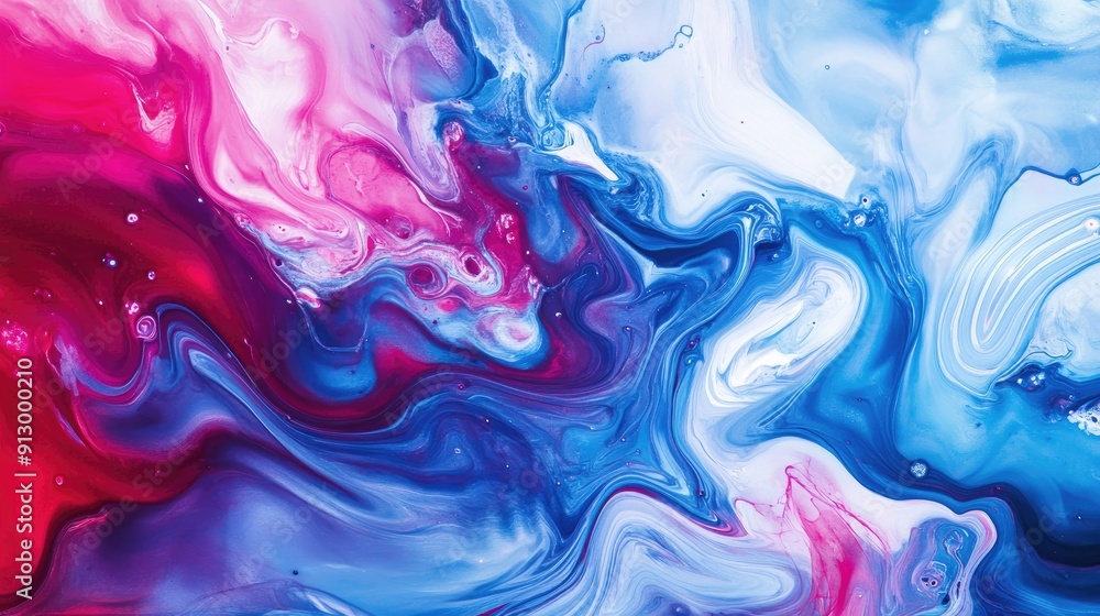 Obraz premium Abstract background with flowing ink patterns and bright contrasting colors, evoking a sense of fluidity and artistic expression